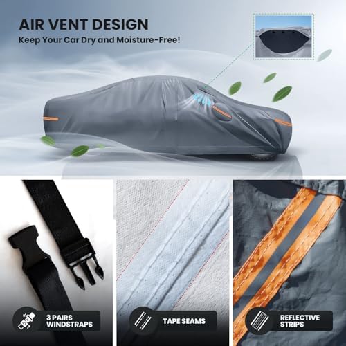 Waterproof A5(2004-2026) Car Cover with Breathable Vents, [2026 Upgrade] Premium Covers with Cotton Liner and Zipper Door,Sun Rain Snow Dust Uv Protection.(Gift with Towel Storage Bag) - Image 5