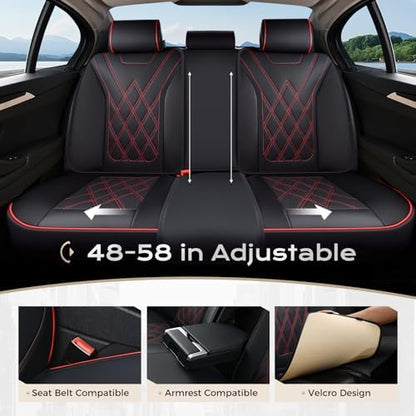 Coverado Car Seat Covers Full Set, Seat Covers for Cars, Waterproof Leather Automotive Seat Cover, Universal Car Interior Protectors Cushion for Most Cars - Image 4