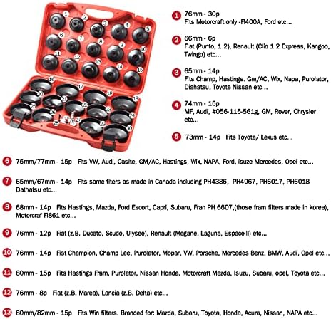 Compatible for 30PCS Cup Type Oil Filter Wrench Set Socket Tool Set for Mercedes BMW VW Audi Volvo Ford - Image 2