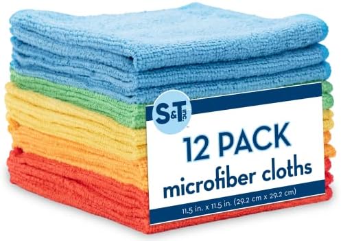 S&T INC. Microfiber Cleaning Cloth, 12 Pack, 11.5" x 11.5" by STINC