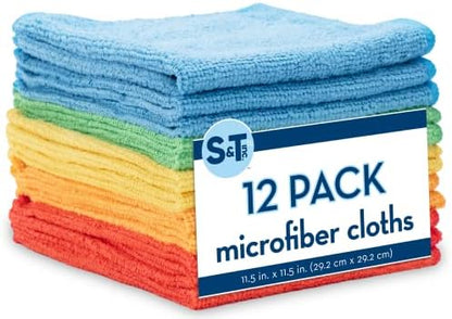 S&T INC. Microfiber Cleaning Cloth, 12 Pack, 11.5" x 11.5" by STINC