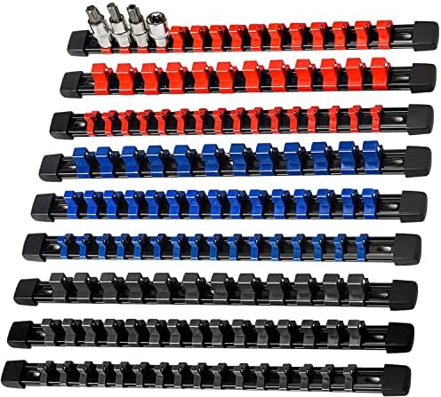 AMM 9PCS Socket organizer, 1/4" 3/8" 1/2" Drive Heavy duty socket holder by AMMTOOL