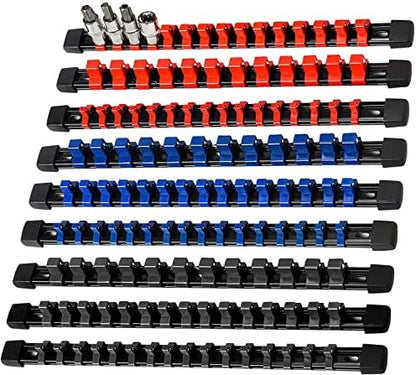 AMM 9PCS Socket organizer, 1/4" 3/8" 1/2" Drive Heavy duty socket holder by AMMTOOL