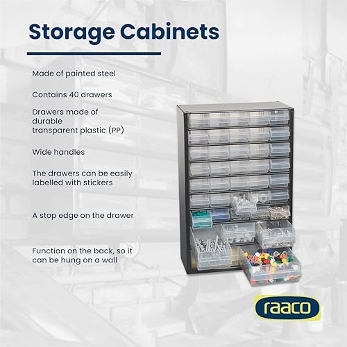 Raaco Steel Storage Cabinet, Tall 40-Drawer (C10-40) - Image 4