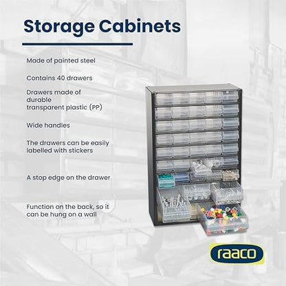 Raaco Steel Storage Cabinet, Tall 40-Drawer (C10-40) - Image 4