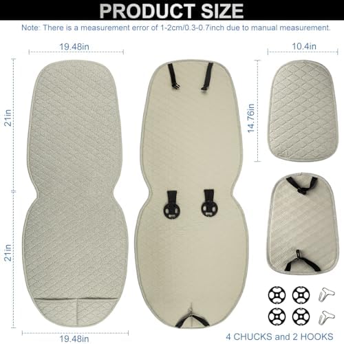 Linen Car Seat Covers for Cars, Front Car Seat Cover Protectors with Storage Bags, Anti-Slip & Soft Automotive Seat Cushion Universal Fit for Most Sedan, SUVs, Vehicles (Beige) - Image 2
