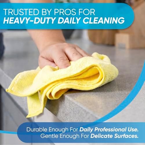 Microfiber Wholesale 16" x 16" All Purpose Towels - 200 Pack - Reusable Wash Cloths, Dust, Kitchen, Car, Shop Rags for Cleaning (Blue) - Image 3