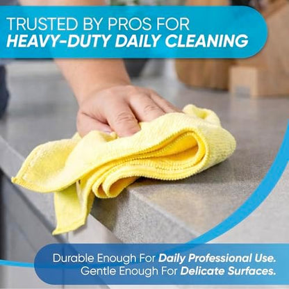Microfiber Wholesale Bulk 16" x 16" All Purpose Towels Case Quantity (200 Count) | Large | No Fraying | High Density Microfiber | Zero Chemical Cleaner | Long-Lasting (Yellow) - Image 3