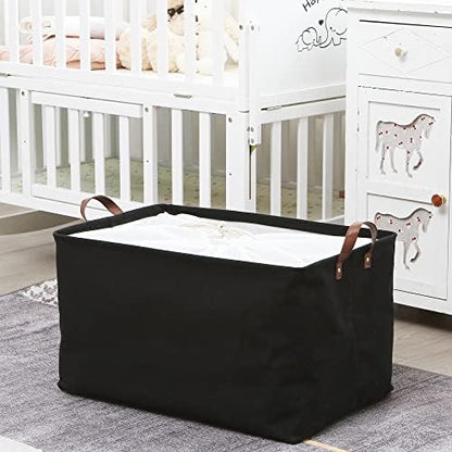 Hinwo 70L Extra Large Canvas Storage Bin with Lid and Handles - Image 3