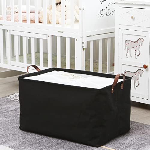 Hinwo 70L Extra Large Canvas Storage Bin with Lid and Handles, 6-Pack - Image 2