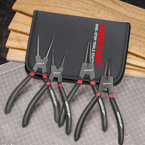 WISEUP Snap Ring Pliers Set, Heavy Duty 4PCS-7 inch Circlip Pliers Kit - Image 6
