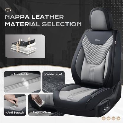 Coverado Car Seat Covers with Lumbar Support, Front Covers for Cars, Universal Automotive Seat Cover, Waterproof, Leather Car Seat Cushion, Interior Seat Protectors for Most Cars - Image 2