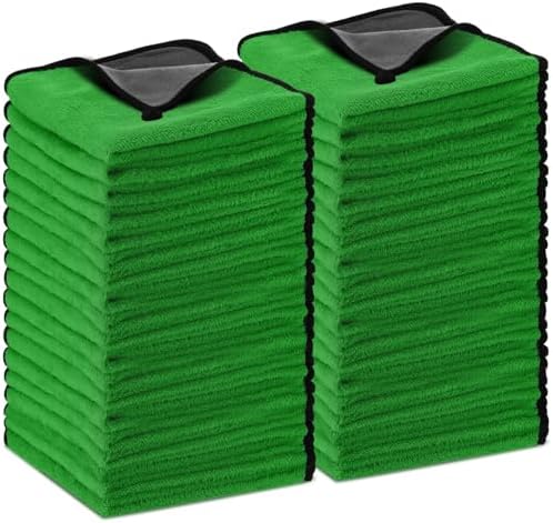 Tallew 50 Pcs Microfiber Towels:16"x16" Microfiber Drying Towels Bulk Micro Fiber Car Cleaning Cloth for Cars Drying Washing Polishing Office Windows Cleaning Household Supplies (Green,Gray) by Tallew