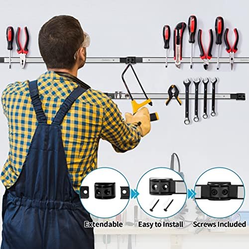6 Pieces 12" Magnetic Tool Holder Strip, Stainless Steel Surface Tool Magnet Bar, Metal Tool Organizer Rack for Garage Organization, Easy To Install in Workshop, Mounting Screws Included - Image 3