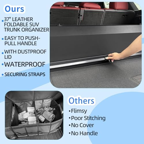 Trunk Organizer for SUV, Leather Car Organizers and Storage With Lid - Image 5