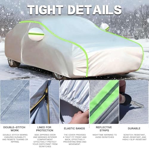 Car Cover Waterproof for Koenigsegg CCR 2004-2006, Outdoor Full Car Covers with Door Zipper, Large Auto Cover Sun Snow Rain UV Dust Resistant - Image 5