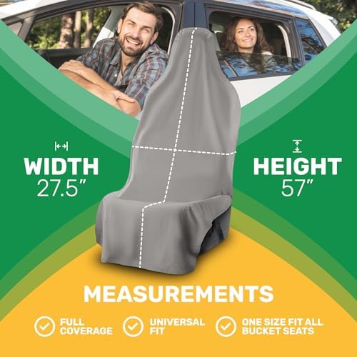 UltraSport Waterproof Towel Car Seat Cover, Universal Fit, Sweatproof & Odor-Resistant Front Seat Protector, Quick-Dry, Machine Washable for Gym, Pets, Travel, Outdoor Adventures, Gray - Image 6