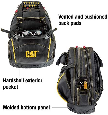 CAT 18-Inch Pro Tool Back Pack, 32 Pockets for Tool Storage and Organization, Premium 1680D Water-Resistant Polyester Weave, Padded Shoulder and Waist Support, Molded Bottom - 980197N - Image 4