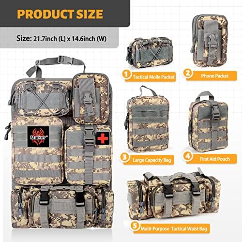 MAIKER Tactical Car Seat Back Organizer, Upgrade Tactical Vehicle Panel Organizer with 5 Detachable Molle Pouch, Universal fits for Most of Vehicle - Image 3