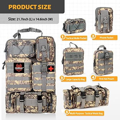 MAIKER Tactical Car Seat Back Organizer, Upgrade Tactical Vehicle Panel Organizer with 5 Detachable Molle Pouch, Universal fits for Most of Vehicle - Image 3