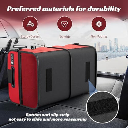 Sposuit Trunk Organizer for Car - 70L Collapsible Sturdy Car Storage, Red - Image 3