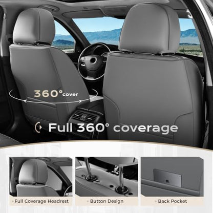 Coverado Car Seat Covers Full Set, Seat Covers for Cars, Front Seat Covers and Back Seat Cover Waterproof Leather Automotive Seat Cover, Universal Car Interior Protectors Cushion for Most Cars - Image 3