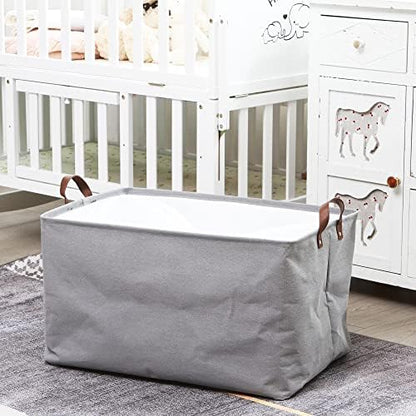 Hinwo 70L Extra Large Canvas Storage Bin with Lid and Handles, 4-Pack - Image 3