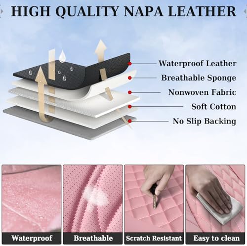 Coverado Car Seat Covers, Car Seat Covers Front Seats, 2-Pack Front Seat Cover, Nappa Leather Waterproof Seat Covers, Car Seat Protectors, Automotive Seat Covers Universal Fit for Most Vehicles - Image 5