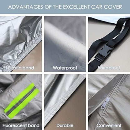 Car Cover Waterproof All Weather for Auto Ful Outdoor Car Covers 210T Lightweight Breathable Covers for Car UV Protection/Windproof/Dustproof/Scratch Resistant Universal Fit for SUV (Up to 209”L) - Image 3