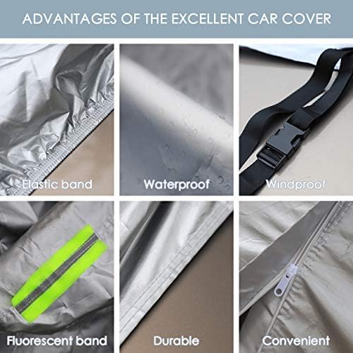 Sedan Car Cover Waterproof All Weather for Auto 210T Lightweight Breathable Outdoor Car Covers UV Protection/Windproof/Dustproof/Scratch Resistant Universal Car Cover Fit Sedan (Up to 193”L) - Image 3