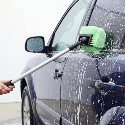 Vesici 8 Pcs Car Wash Brush Head with Soft Detailing Bristle Flow Thru Car Cleaning Brush Exterior Cars Wash Equipment for Auto Truck RV Boat Camper Washing, 10 Inch (Green) - Image 5