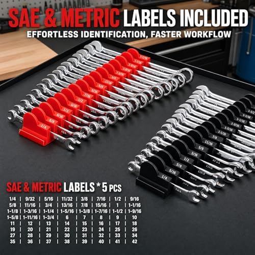 EGOVO 120 pcs Modular Wrench Organizer for Tool Drawers (Black & Red) - Image 4