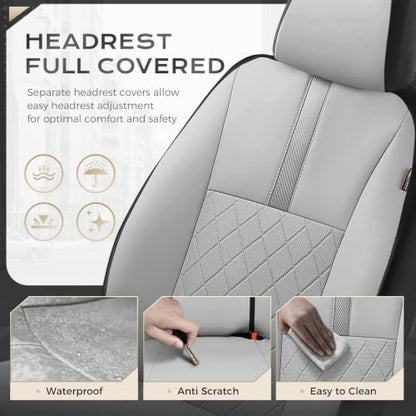 Coverado Car Seat Covers Full Set, Automotive Leather Seat Covers for Car，Universal Fit Front Back Seat Cover, Non-Slip Waterproof Breathable Car Seat Protector - Image 5