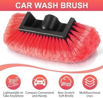 Vesici 4 Pcs Car Wash Brush Head with Soft Detailing Bristle Flow Thru Car Cleaning Brush Exterior Cars Wash Equipment for Auto Truck RV Boat Camper Washing, 10 Inch (Red) - Image 4