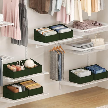 DIMJ Closet Storage Bins 10 Pack - Fabric Storage Baskets for Shelves, Collapsible Clothes Organizer with Handles, Trapezoid Shelf Organization Storage Cubes for Purse, Toys, Books, Towel, Clothes - Image 3