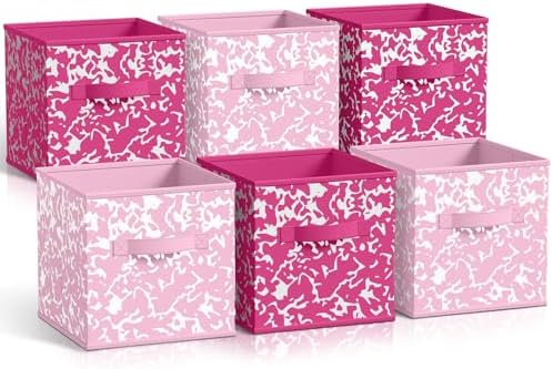 LemonRoad 6 Fabric Cube Storage Bin 11'' Classroom Bin, Pink, Classic by Unknown