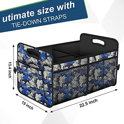Femuar Car Trunk Organizer with 72L Large Capacity Waterproof Collapsible and 11 Pockets, Trunk Organizer for Car SUV/Jeep/Sedan, Large Size, Blue Camouflage - Image 3