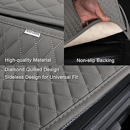 West Llama Pu Leather Car Seat Bottom Covers Protectors Include 1 Pair Front Driver Seat Pad Mat and 1 Rear Bench Cover Universal Fit 90% Vehicles,Gray - Image 5