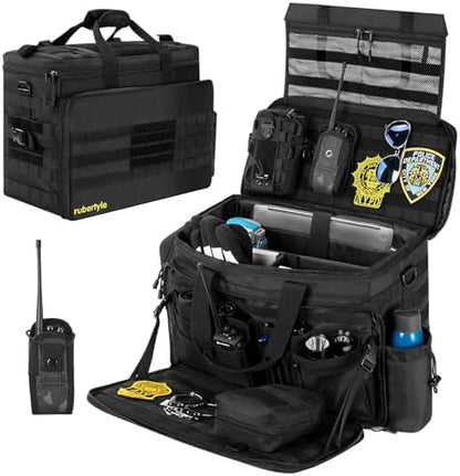 Car Front Seat Organizer | Patrol Bag | large police duty bag | 35L size 15" laptop compatible | Military Duffle for patrol, Gym, Camping, Hunting, Range | DIY space by rubertyle