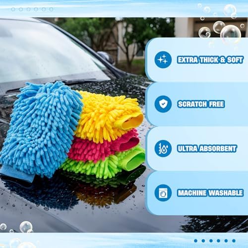 24 Pack Car Wash Mitts Bulk Microfiber Wash Mitts, 4 Colors - Image 4