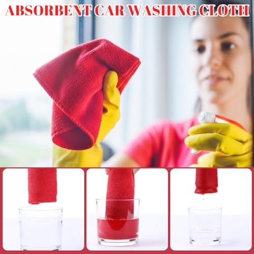Nuenen Car Microfiber Clean Cloths, Red, 16 x 16 Inch, 60 Pcs - Image 2