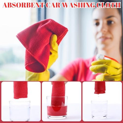 Nuenen Car Microfiber Clean Cloths, Red, 16 x 16 Inch, 60 Pcs - Image 2
