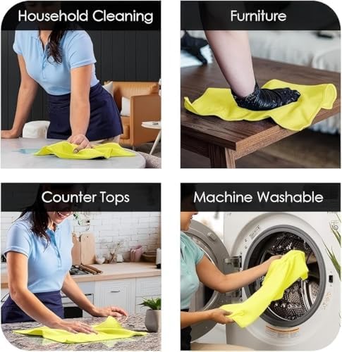 48 Pack 16'x16' Microfiber Household Cleaning Cloths - Multi-Purpose, Machine Washable, Absorbent Towels for Kitchen, Car, Home Appliances (16x16 48pk Red) - Image 3