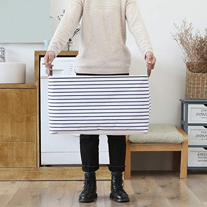 Hinwo 70L Extra Large Canvas Storage Bin with Lid and Handles, 4-Pack - Image 2