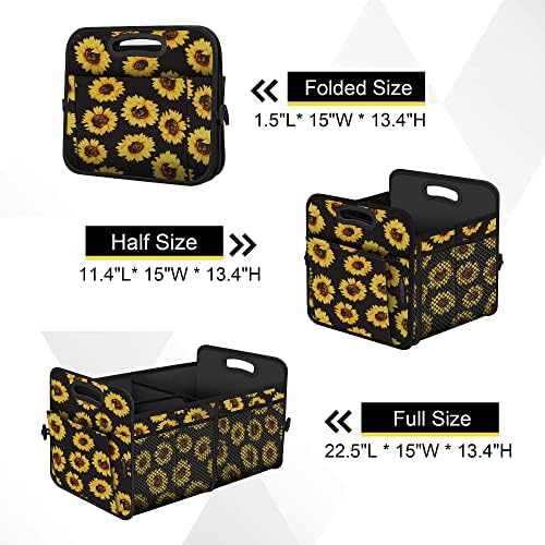 Femuar Car Trunk Organizer with 72L Large Capacity Waterproof Collapsible and 11 Pockets, Trunk Organizer for Car SUV/Jeep/Sedan, Large Size, Sunflower - Image 4