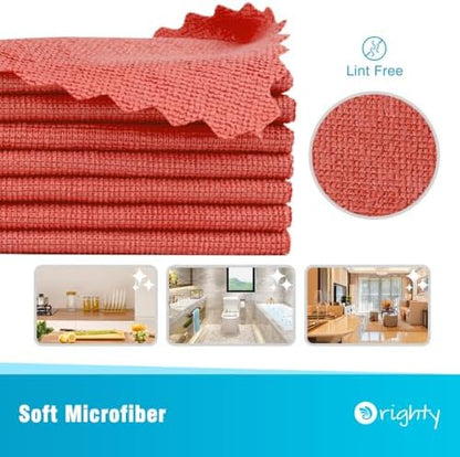 Orighty Microfiber Cleaning Cloth 5 Pack, Red Cleaning Rags 12x11 inch - Image 2