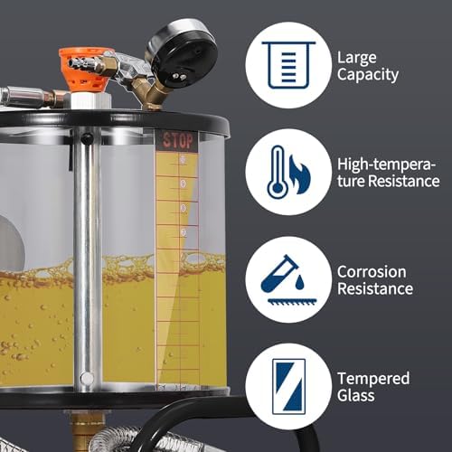 Garvee 20 Gallon Waste Oil Drain Tank, Air Operated Portable Oil Drainer with Adjustable Funnel, Fluid Fuel Transfer Drainage with Wheels, Oil Change Container for Automotive Workshops - Image 6