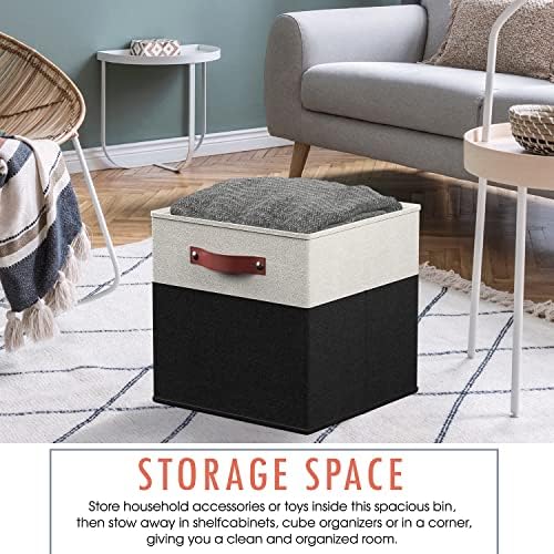 Ornavo Home 13x13 Foldable Fabric Storage Cube Bins, 6 Pack, White/Black - Image 4