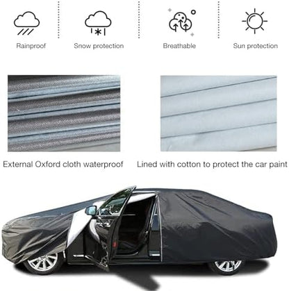 Outdoor Car Cover for KGM Torres, Waterproof Thicken Full Car Covers with Cotton Lining, Large Hail Blanket Rain Snow Sun UV Protection Covers - Image 2