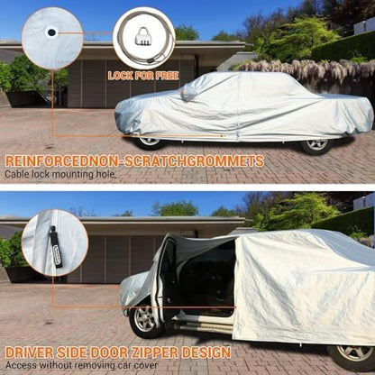 Tecoom Truck Cover Waterproof All Weather, 3-Layer Fleece Lined Full Exterior Pickup Cover with Zipper Door & Lock, UV Snow Rain Outdoor Protection, Universal Fit Regular/Extended/SuperCrew Cab - Image 5